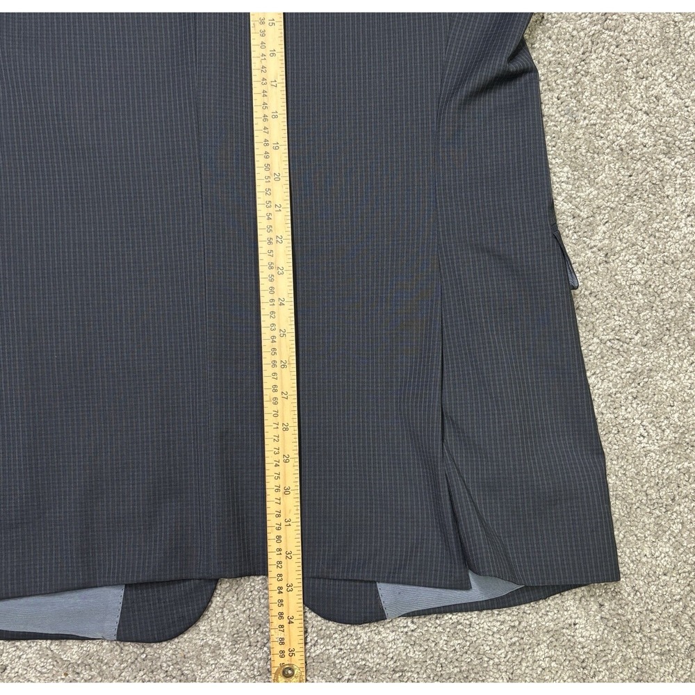 Hugo Boss Pasolini Movie Mens Suit 44L Check‎ Gray Blue Black Wool Coat Jacket - Picture 9 of 9
